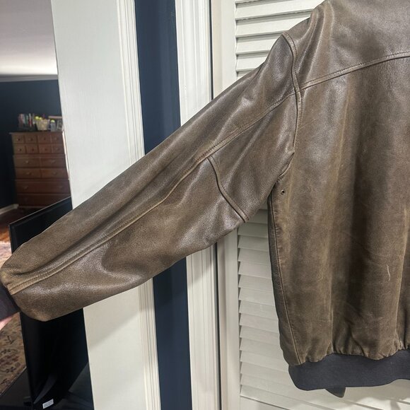 LL Bean Mens Vintage Goatskin Leather Bomber Jacket - Picture 9 of 10